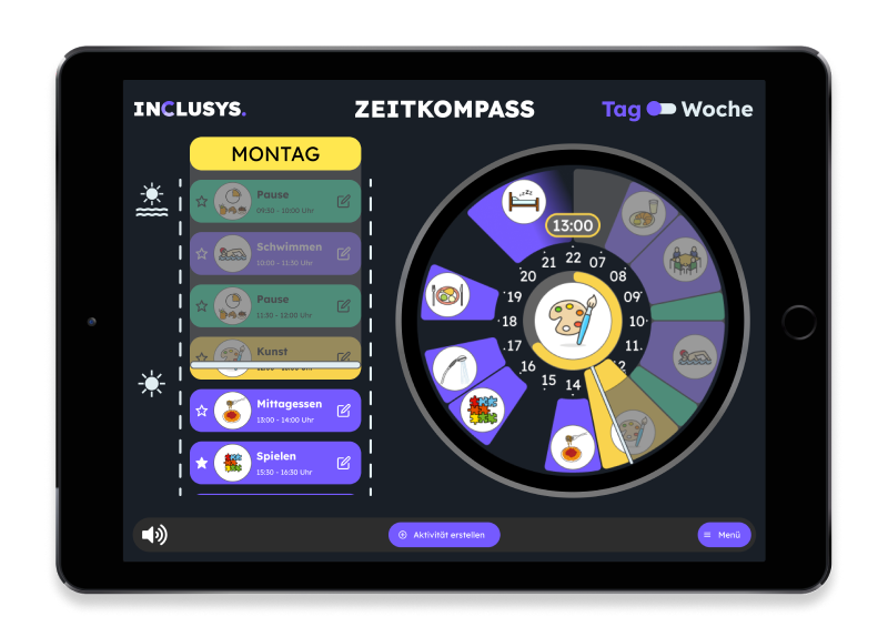 Tablet mit Ansicht des Tagesplans